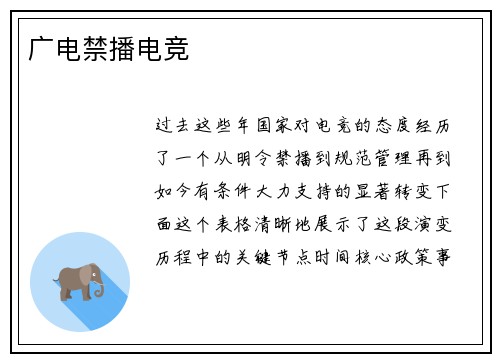广电禁播电竞